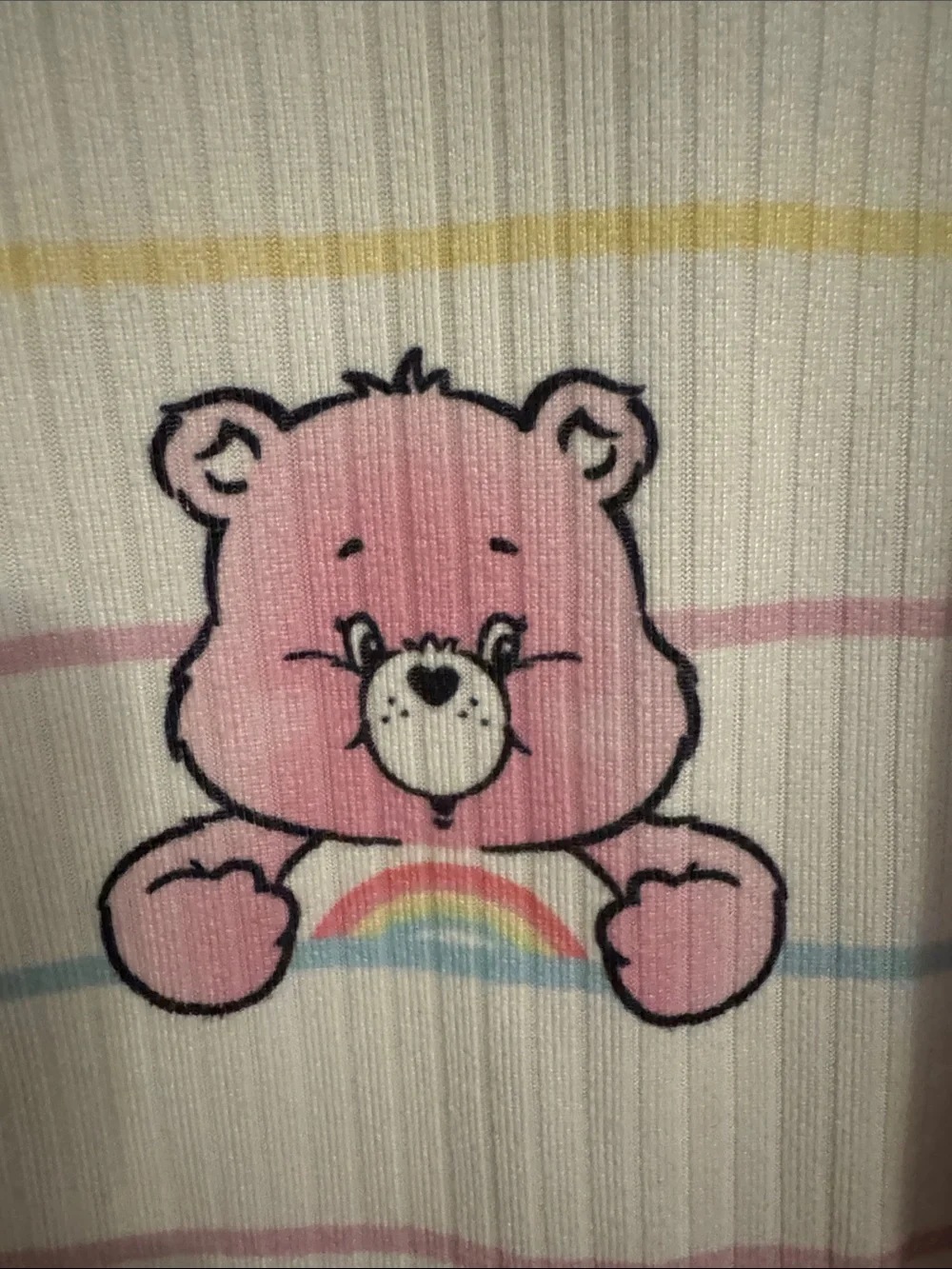 Care Bears Pink and White Striped Long Sleeve Pajama Top